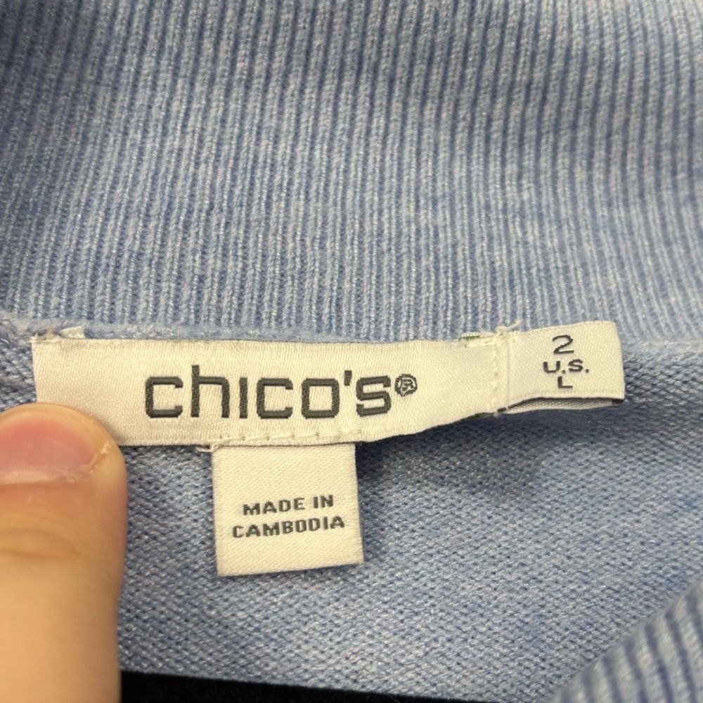 Chico's Luxe Envelope Neck Sweater Cashmere Blend Size Large - Picture 2 of 5